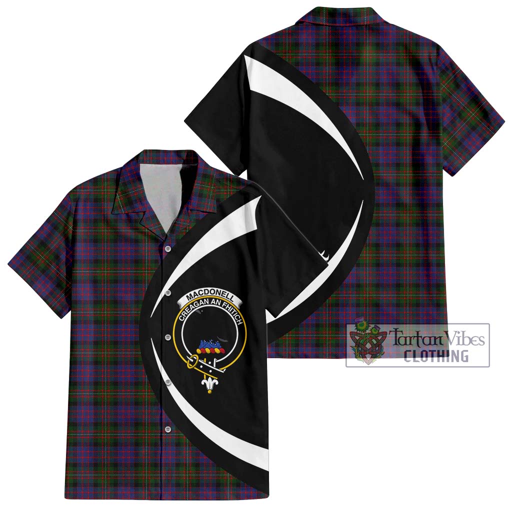 MacDonell (McDonell) Tartan Short Sleeve Button Up with Family Crest Circle Style Kid - Tartan Vibes Clothing