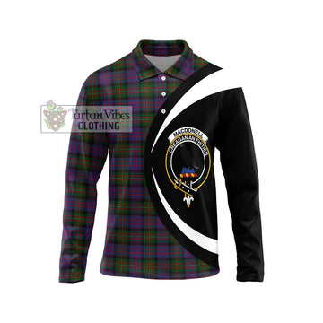 MacDonell (McDonell) Tartan Long Sleeve Polo Shirt with Family Crest Circle Style