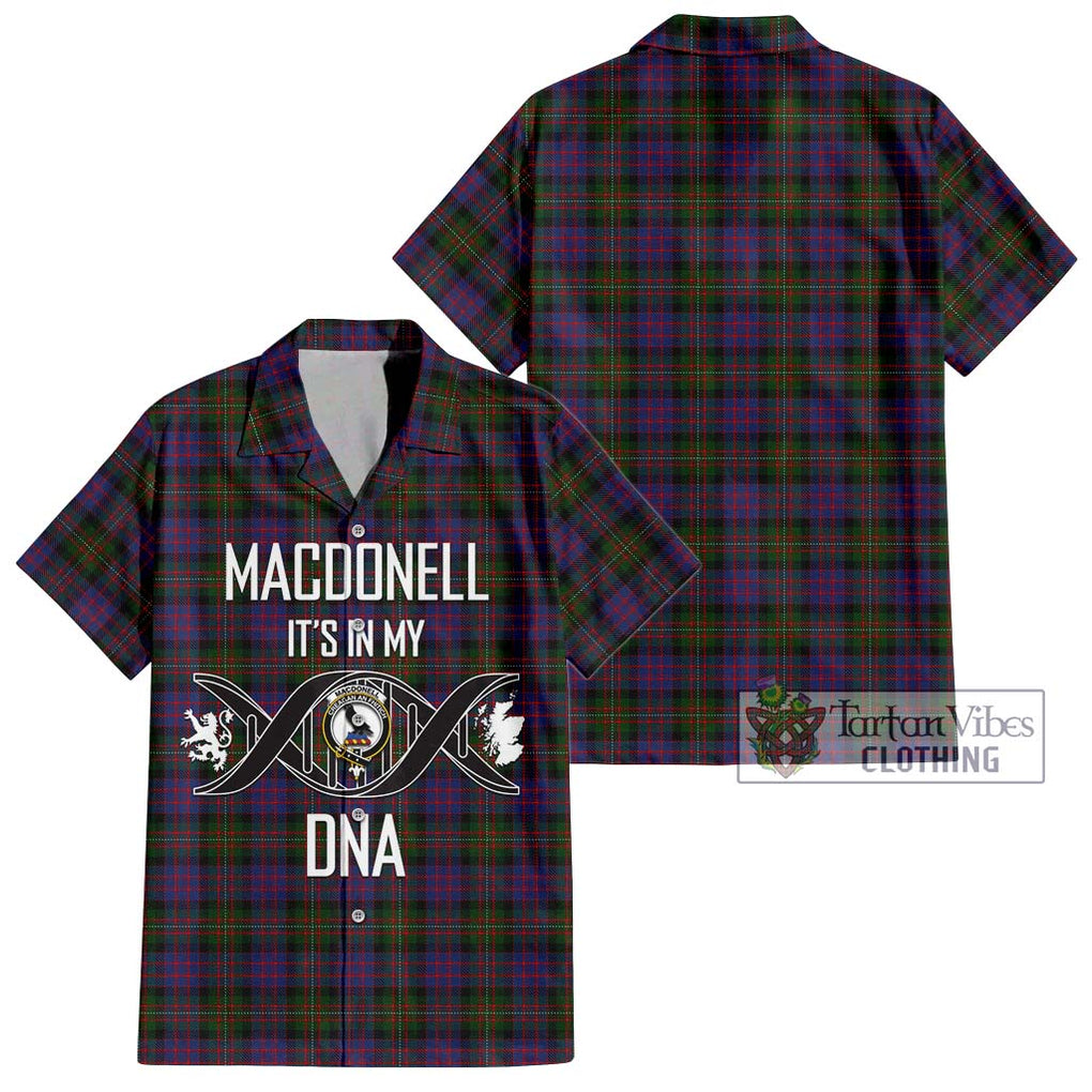 MacDonell (McDonell) Tartan Short Sleeve Button Shirt with Family Crest DNA In Me Style Kid - Tartanvibesclothing Shop