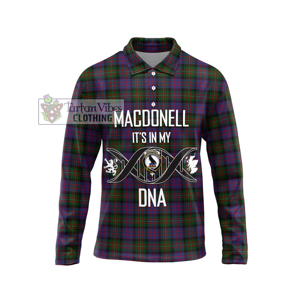 MacDonell (McDonell) Tartan Long Sleeve Polo Shirt with Family Crest DNA In Me Style Unisex - Tartanvibesclothing Shop