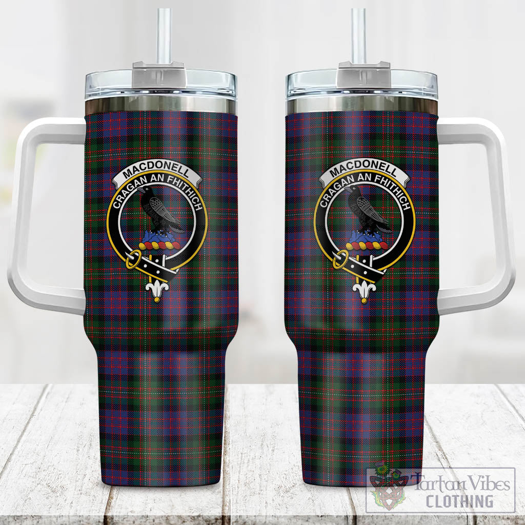 Tartan Vibes Clothing MacDonell of Glengarry Tartan and Family Crest Tumbler with Handle