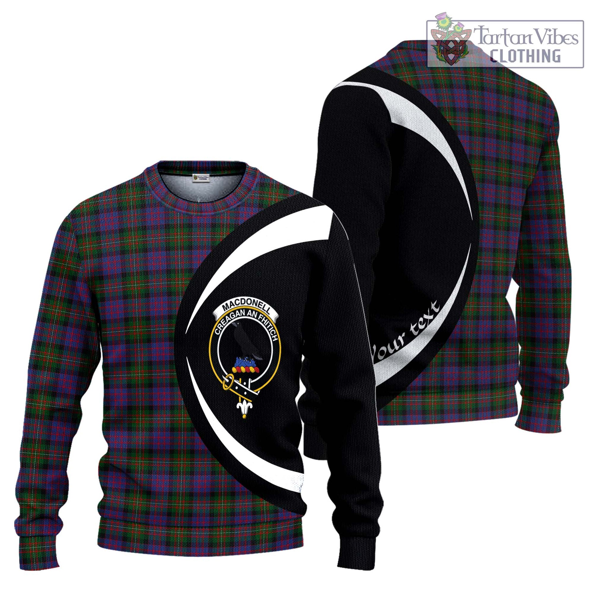 MacDonell (McDonell) Tartan Knitted Sweater with Family Crest Circle Style Unisex - Tartan Vibes Clothing