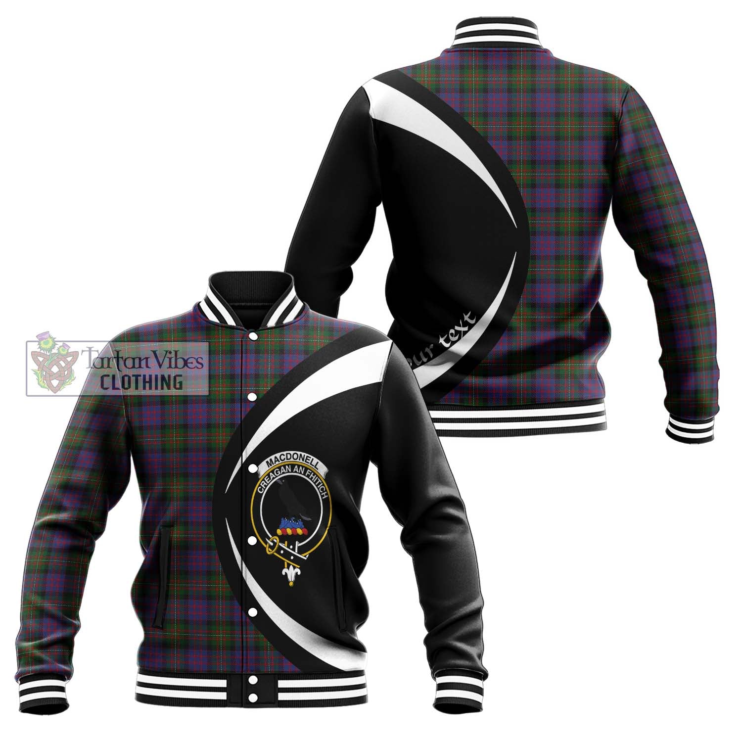 MacDonell (McDonell) Tartan Baseball Jacket with Family Crest Circle Style Unisex - Tartan Vibes Clothing