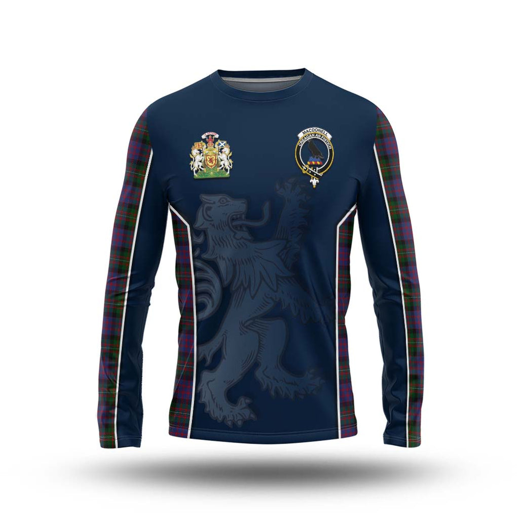 MacDonell (McDonell) Tartan Long Sleeve T-Shirt with Family Crest and Lion Rampant Vibes Sport Style Unisex - Tartan Vibes Clothing