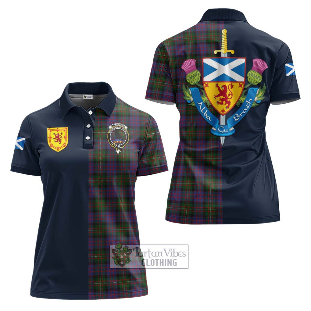 Tartan Vibes Clothing MacDonell of Glengarry Tartan Women's Polo Shirt with Scottish Lion Royal Arm Half Style