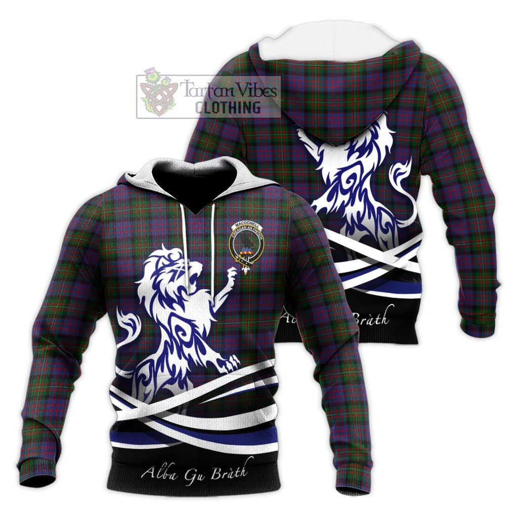 MacDonell (McDonell) Tartan Knitted Hoodie with Alba Gu Brath Regal Lion Emblem Unisex Knitted Pullover Hoodie - Tartanvibesclothing Shop