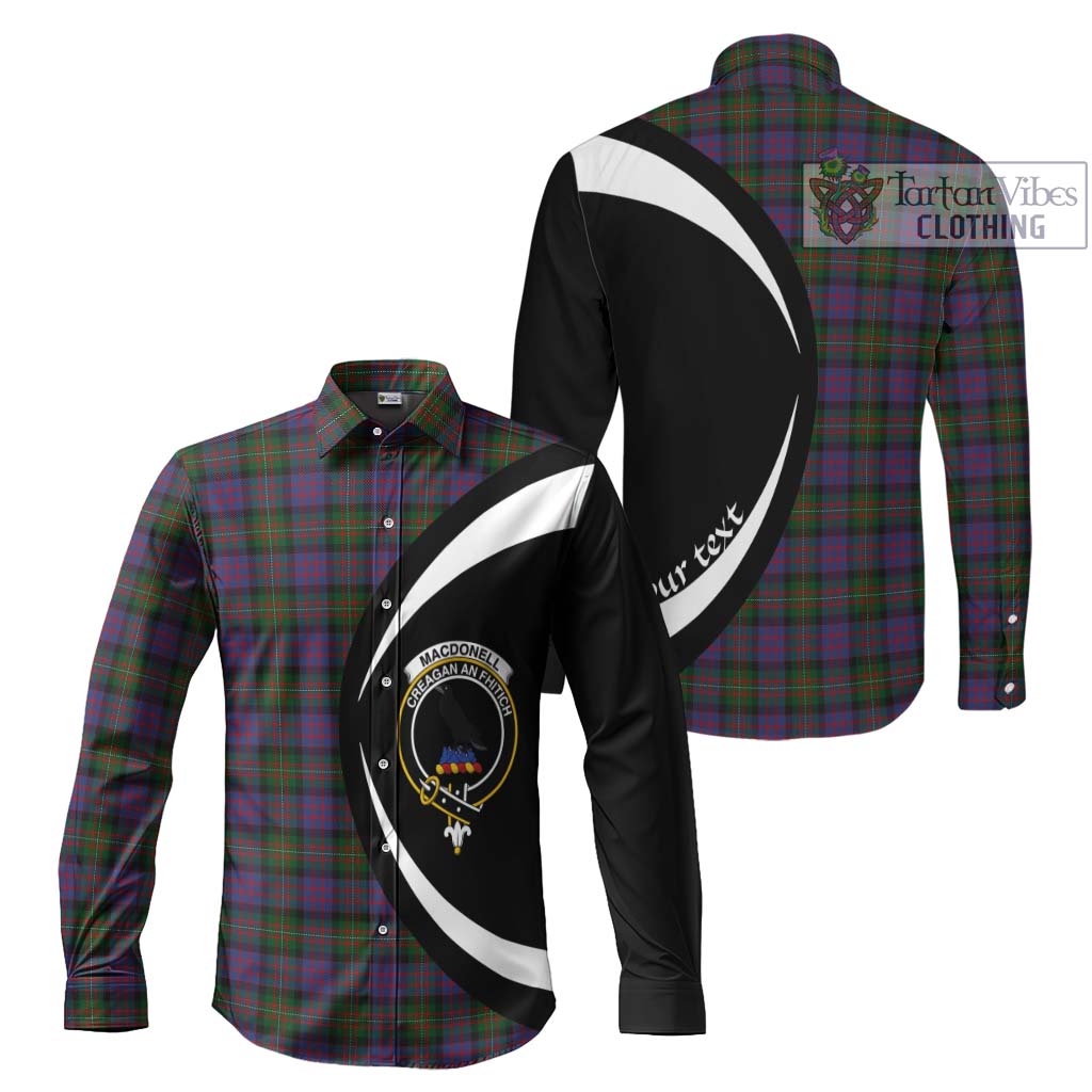 MacDonell (McDonell) Tartan Long Sleeve Button Up with Family Crest Circle Style Men's Shirt S - Tartan Vibes Clothing