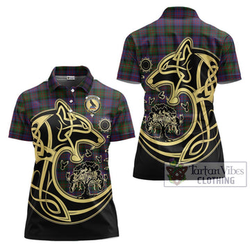 MacDonell (McDonell) Tartan Women's Polo Shirt with Family Crest Celtic Wolf Style