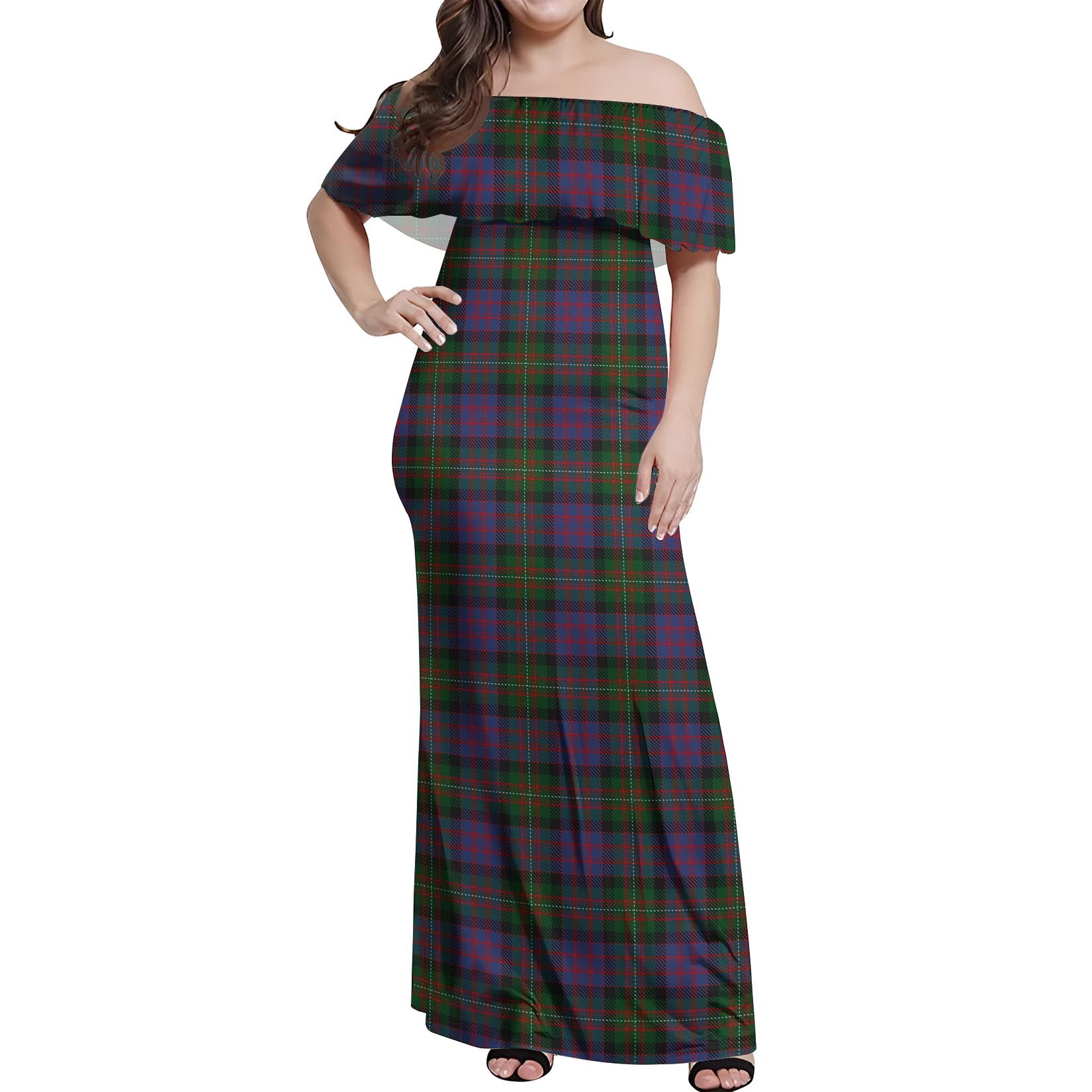 MacDonell of Glengarry Tartan Off Shoulder Long Dress Women's Dress - Tartanvibesclothing