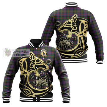 MacDonell (McDonell) Tartan Baseball Jacket with Family Crest Celtic Wolf Style