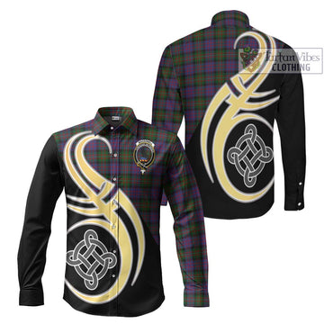 MacDonell (McDonell) Tartan Long Sleeve Button Shirt with Family Crest and Celtic Symbol Style