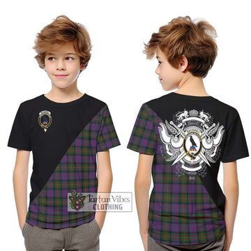 MacDonell (McDonell) Tartan Kid T-Shirt with Family Crest and Military Logo Style