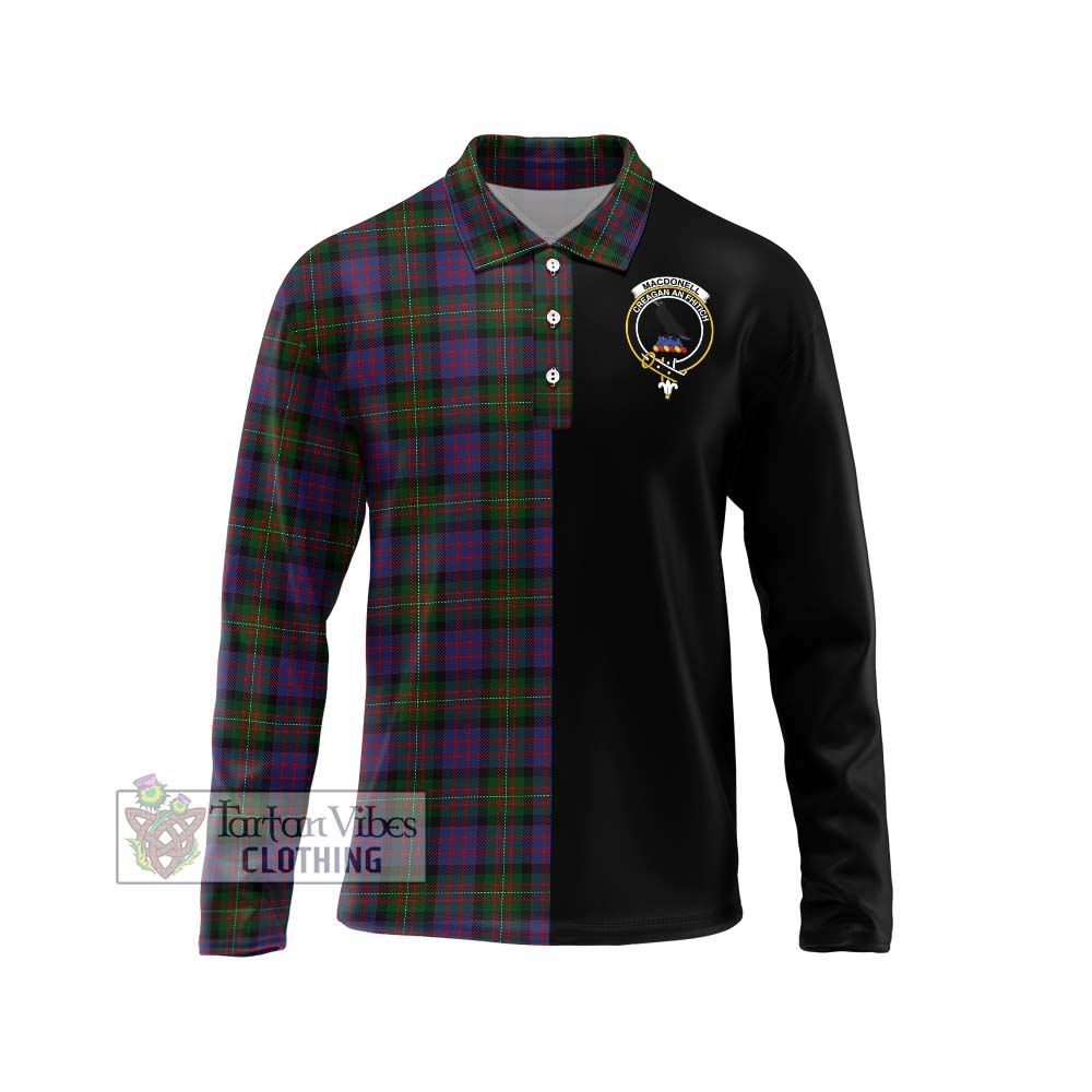 MacDonell (McDonell) Tartan Long Sleeve Polo Shirt with Family Crest and Half Of Me Style Unisex - Tartanvibesclothing Shop