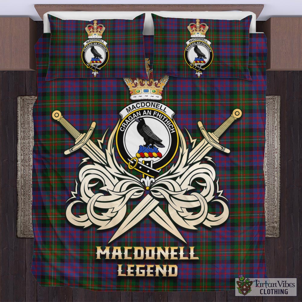 Tartan Vibes Clothing MacDonell of Glengarry Tartan Bedding Set with Clan Crest and the Golden Sword of Courageous Legacy