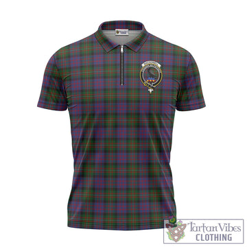 MacDonell (McDonell) Tartan Zipper Polo Shirt with Family Crest