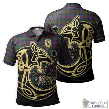 MacDonell (McDonell) Tartan Polo Shirt with Family Crest Celtic Wolf Style