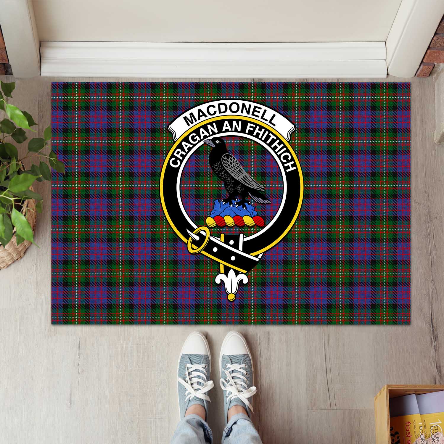 MacDonell of Glengarry Tartan Door Mat with Family Crest - Tartanvibesclothing