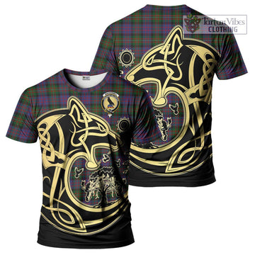 MacDonell (McDonell) Tartan T-Shirt with Family Crest Celtic Wolf Style