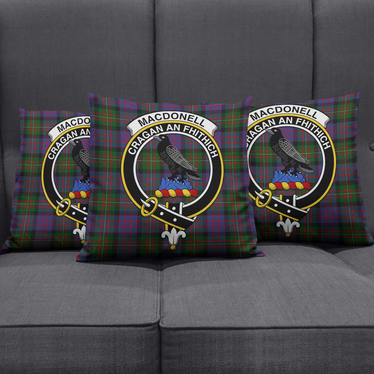 MacDonell of Glengarry Tartan Pillow Cover with Family Crest Square Pillow Cover - Tartanvibesclothing