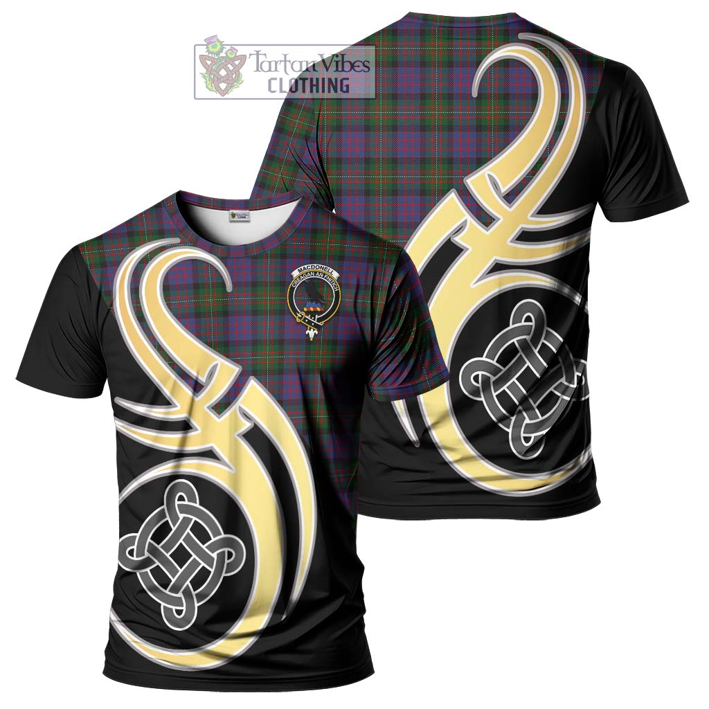 Tartan Vibes Clothing MacDonell of Glengarry Tartan T-Shirt with Family Crest and Celtic Symbol Style