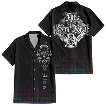 MacDonell (McDonell) Tartan Short Sleeve Button Up Shirt Featuring Alba Gu Brath Family Crest Celtic Inspired