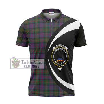 MacDonell (McDonell) Tartan Zipper Polo Shirt with Family Crest Circle Style