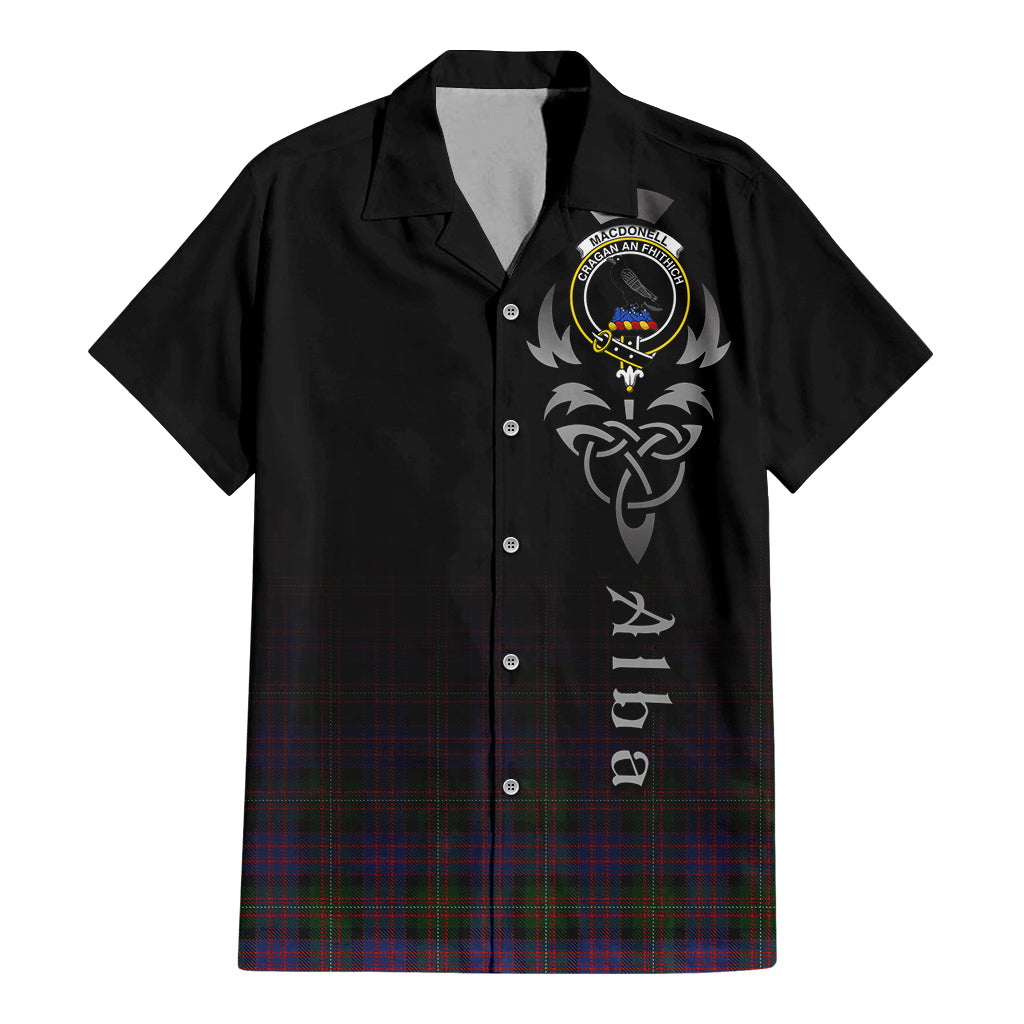 Tartan Vibes Clothing MacDonell of Glengarry Tartan Short Sleeve Button Up Featuring Alba Gu Brath Family Crest Celtic Inspired