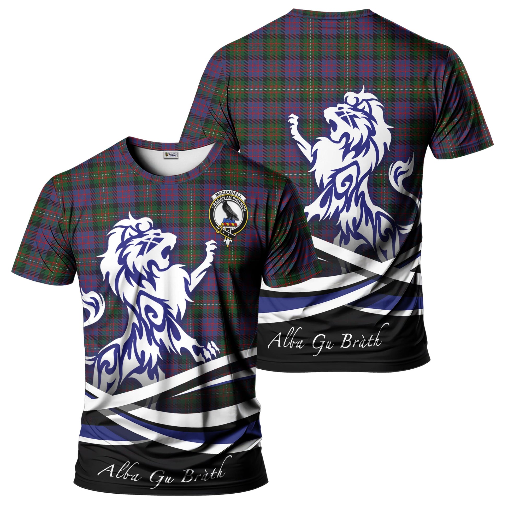 macdonell-of-glengarry-tartan-t-shirt-with-alba-gu-brath-regal-lion-emblem