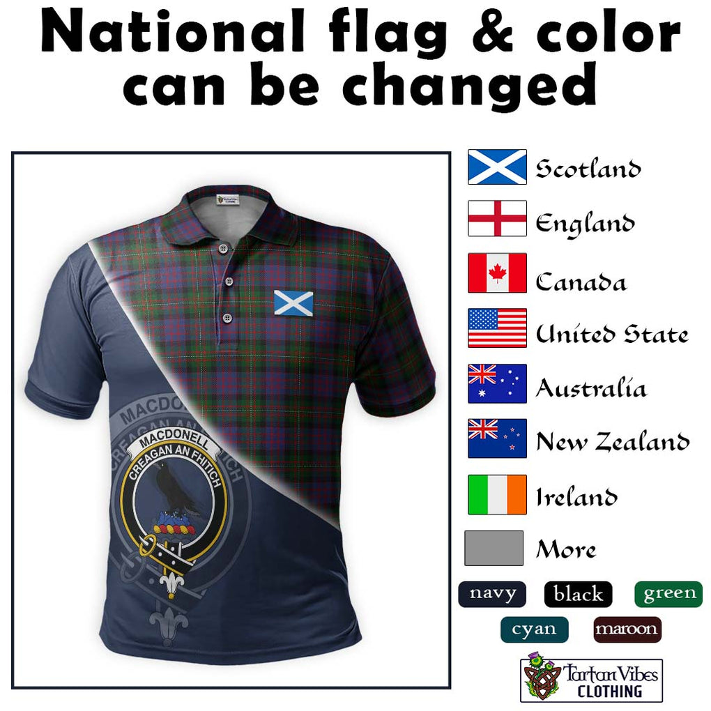 MacDonell (McDonell) Tartan Polo Shirt with Personalised National Flag and Family Crest Half Style - Tartanvibesclothing Shop