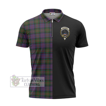 MacDonell (McDonell) Tartan Zipper Polo Shirt with Family Crest and Half Of Me Style