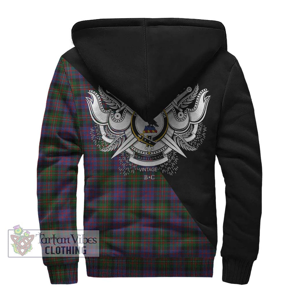 MacDonell (McDonell) Tartan Sherpa Hoodie with Family Crest and Military Logo Style - Tartanvibesclothing Shop