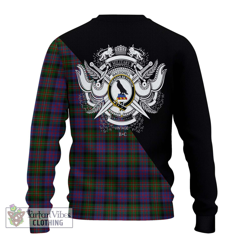 MacDonell (McDonell) Tartan Knitted Sweater with Family Crest and Military Logo Style - Tartanvibesclothing Shop