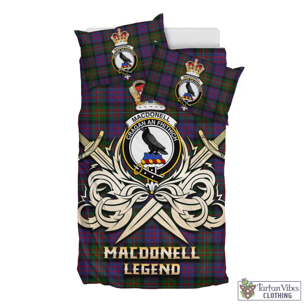 Tartan Vibes Clothing MacDonell of Glengarry Tartan Bedding Set with Clan Crest and the Golden Sword of Courageous Legacy