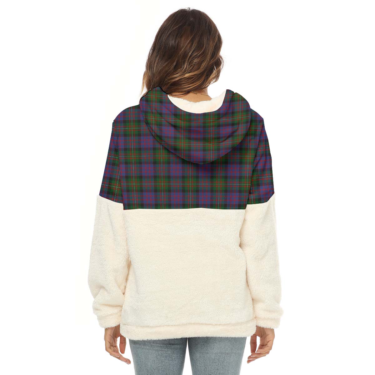 MacDonell (McDonell) Tartan Women's Borg Fleece Hoodie With Half Zip with Family Crest - Tartan Vibes Clothing