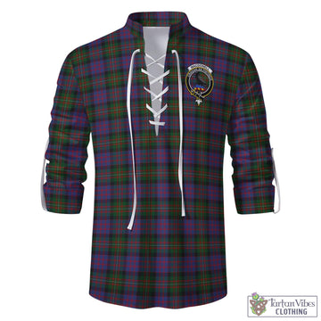 MacDonell (McDonell) Tartan Men's Scottish Traditional Jacobite Ghillie Kilt Shirt with Family Crest