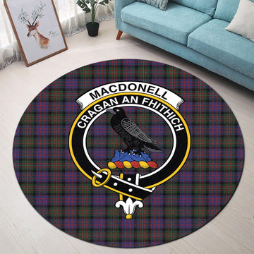 MacDonell (McDonell) Tartan Round Rug with Family Crest