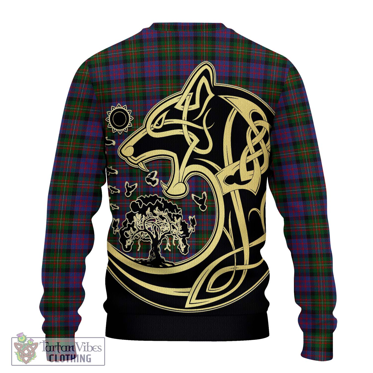 MacDonell (McDonell) Tartan Knitted Sweater with Family Crest Celtic Wolf Style - Tartan Vibes Clothing