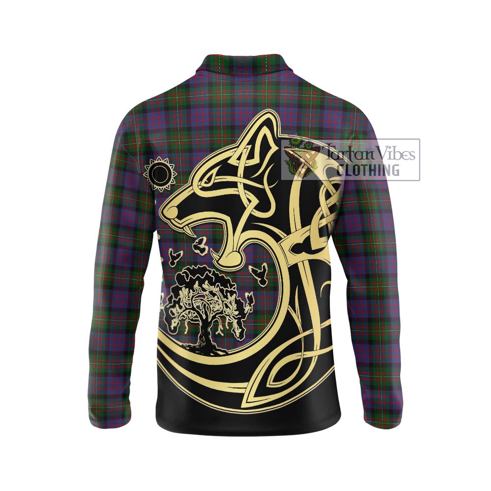 MacDonell (McDonell) Tartan Long Sleeve Polo Shirt with Family Crest Celtic Wolf Style - Tartanvibesclothing Shop