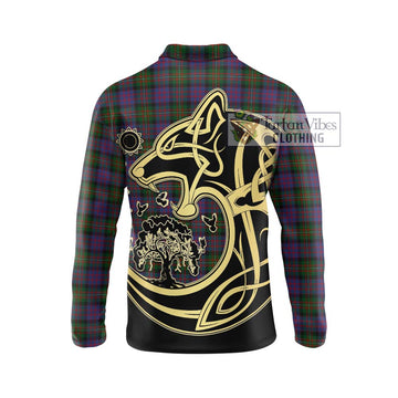 MacDonell (McDonell) Tartan Long Sleeve Polo Shirt with Family Crest Celtic Wolf Style