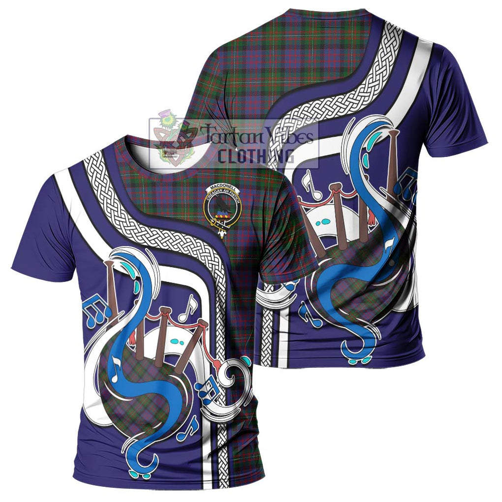 MacDonell (McDonell) Tartan T-Shirt with Epic Bagpipe Style - Tartanvibesclothing Shop