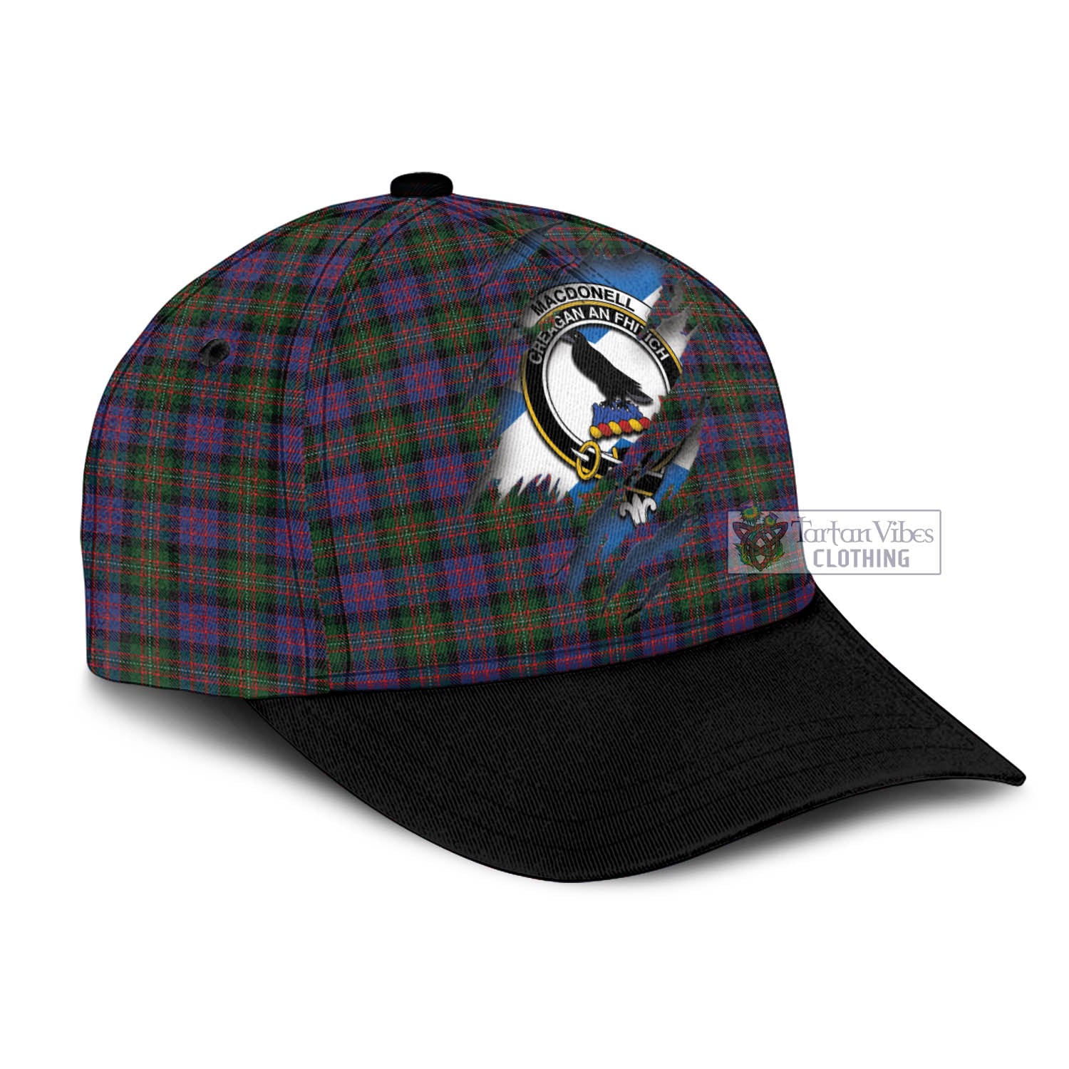 Tartan Vibes Clothing MacDonell of Glengarry Tartan Classic Cap with Family Crest In Me Style