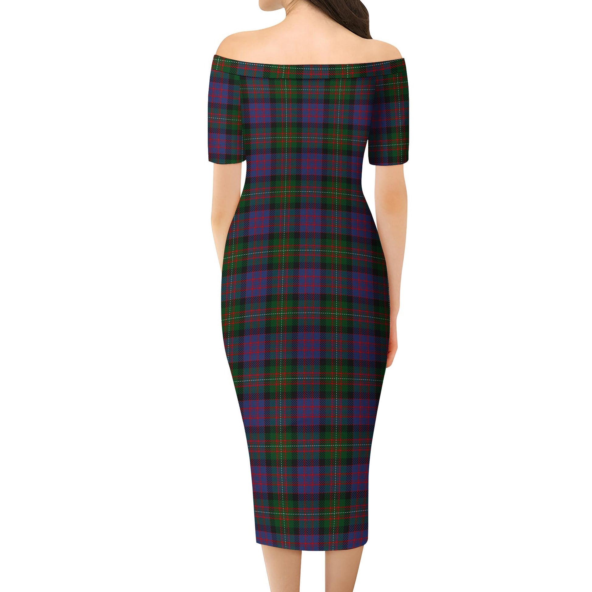 MacDonell of Glengarry Tartan Off Shoulder Lady Dress - Tartanvibesclothing