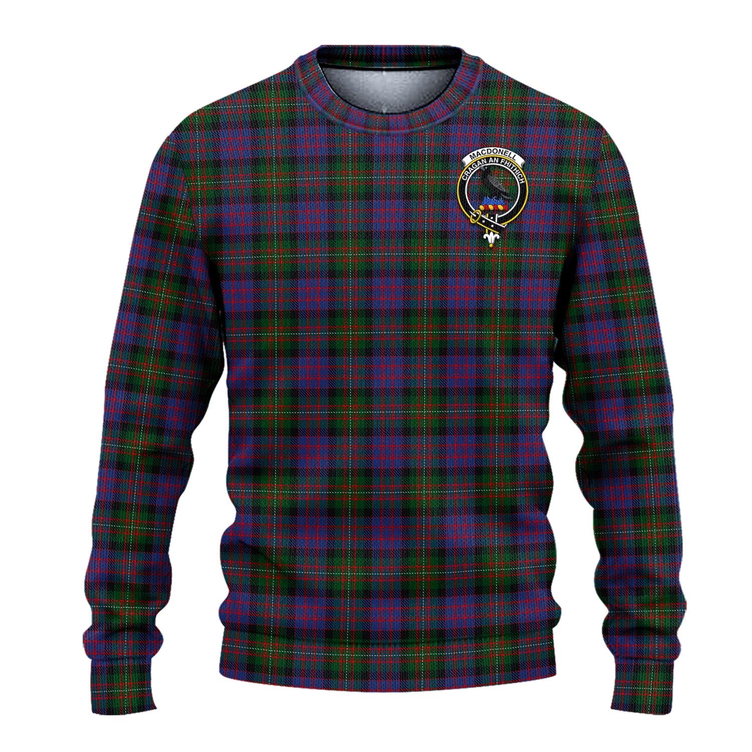 MacDonell of Glengarry Tartan Knitted Sweater with Family Crest - Tartanvibesclothing