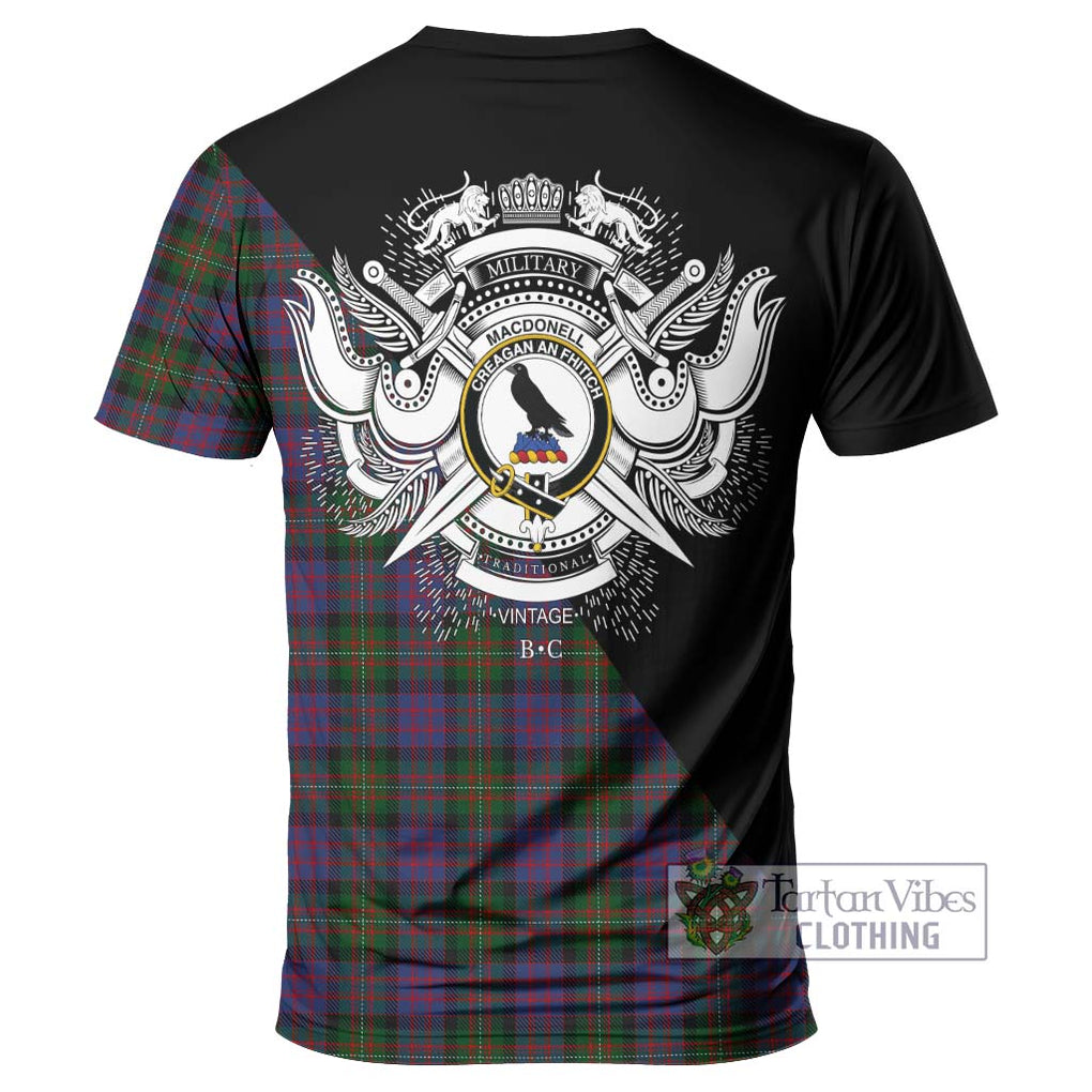 MacDonell (McDonell) Tartan T-Shirt with Family Crest and Military Logo Style - Tartanvibesclothing Shop