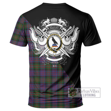 MacDonell (McDonell) Tartan T-Shirt with Family Crest and Military Logo Style