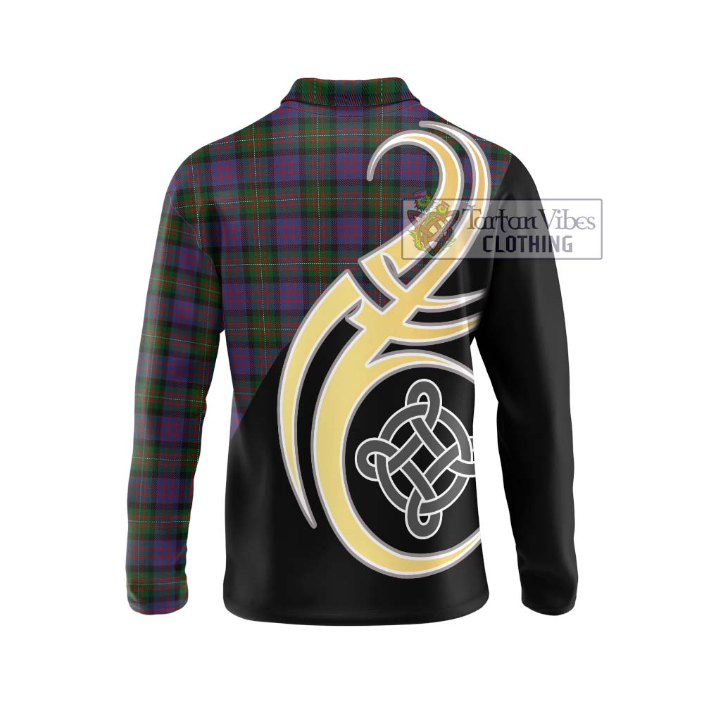 MacDonell (McDonell) Tartan Long Sleeve Polo Shirt with Family Crest and Celtic Symbol Style - Tartan Vibes Clothing