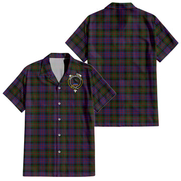 MacDonell (McDonell) Tartan Short Sleeve Button Down Shirt with Family Crest