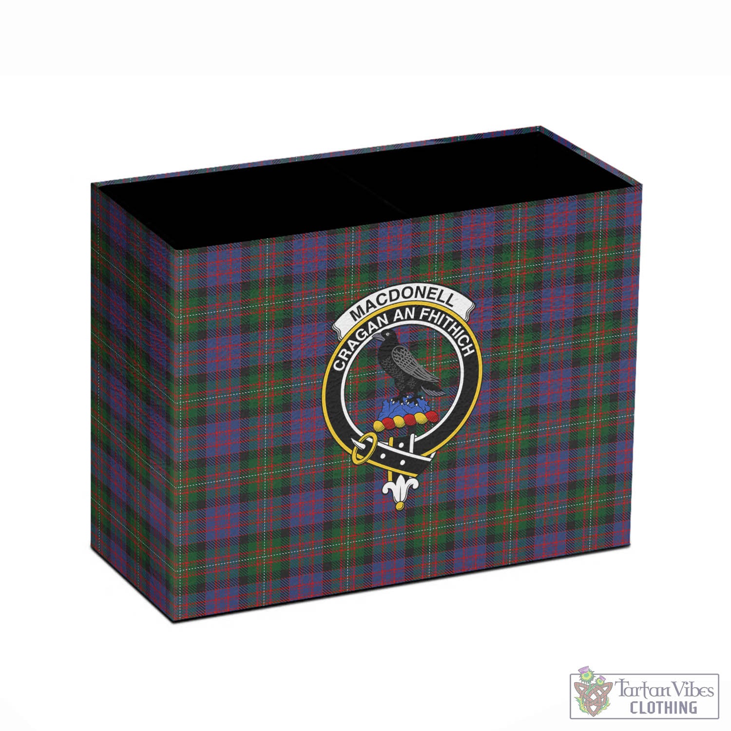 Tartan Vibes Clothing MacDonell of Glengarry Tartan Pen Holder with Family Crest