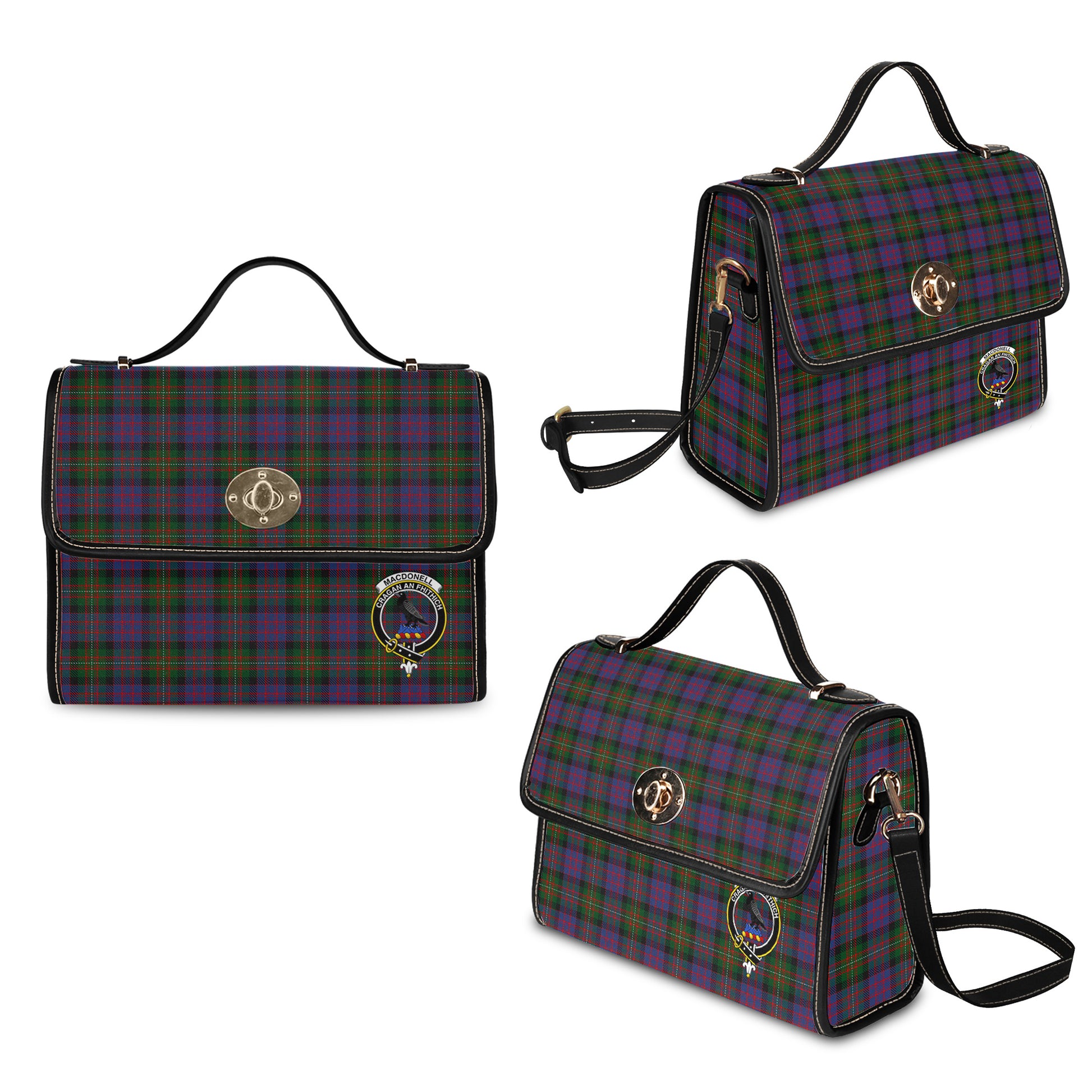 macdonell-of-glengarry-tartan-leather-strap-waterproof-canvas-bag-with-family-crest