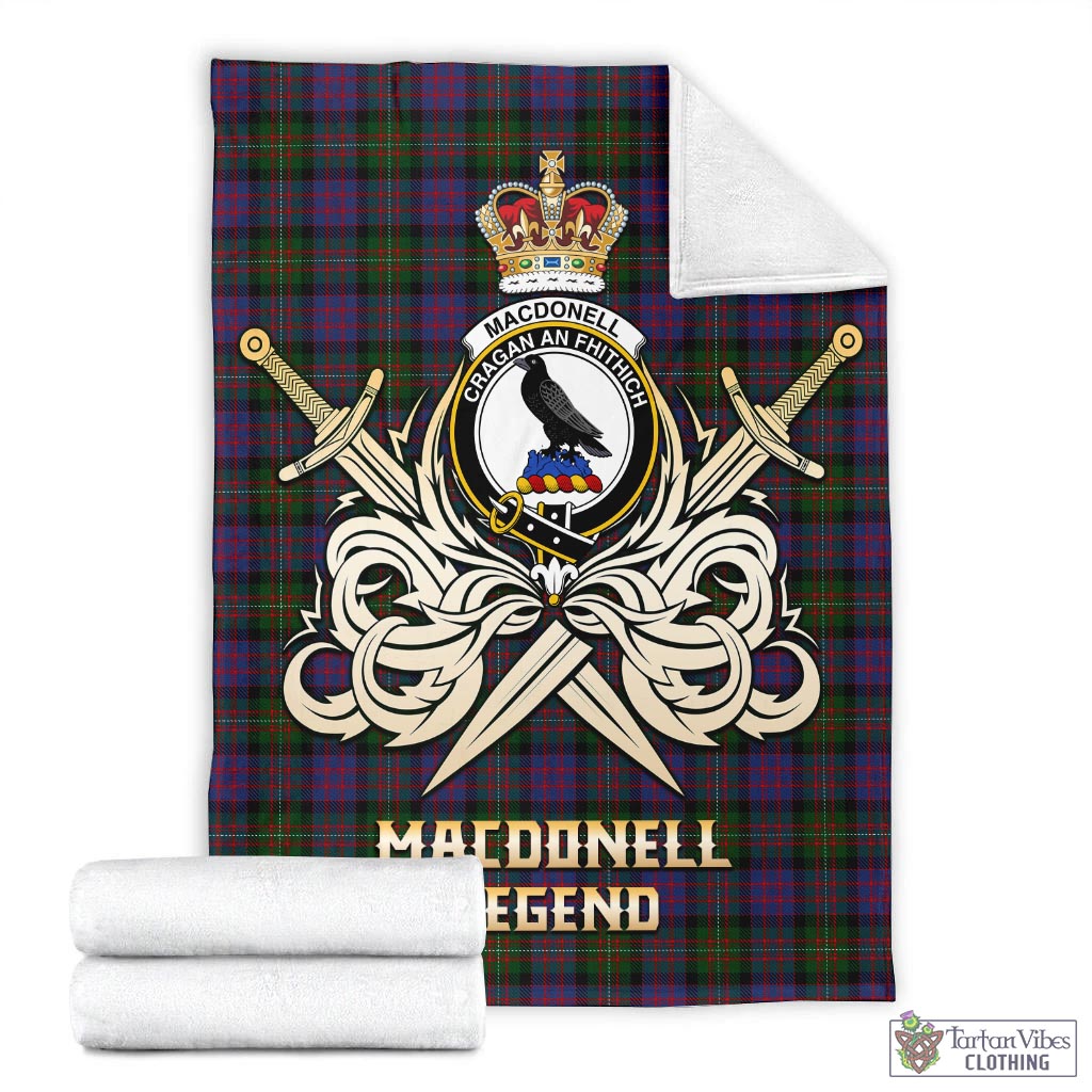 Tartan Vibes Clothing MacDonell of Glengarry Tartan Blanket with Clan Crest and the Golden Sword of Courageous Legacy